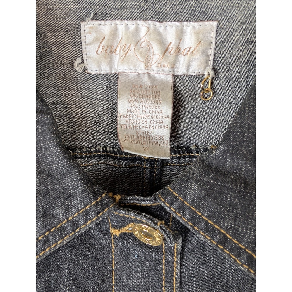 Vibtage Baby Phat Denim Jacket Button Front logo Cuffs Size 2X - Picture 5 of 12